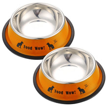 Load image into Gallery viewer, 11cm Diameter Stainless Steel Anti-skid Dog Cat Pets Food Water Bowl Dishes Feeder Pet Drinking Feeding Dog cat Bowl Feed tool