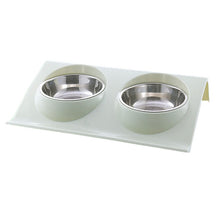 Load image into Gallery viewer, Dual Use Pet Bowl Food Class Plastic Stainless Stainless Pet Kitten Double Bowl Pot Sputtering Cat Feed