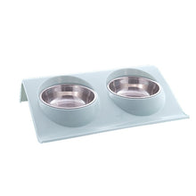 Load image into Gallery viewer, Dual Use Pet Bowl Food Class Plastic Stainless Stainless Pet Kitten Double Bowl Pot Sputtering Cat Feed